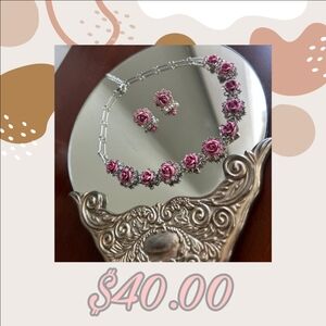 Rose Choker and Earings